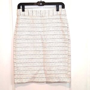 Banana Republic Cream Ribbed Pencil Skirt Knee-Length